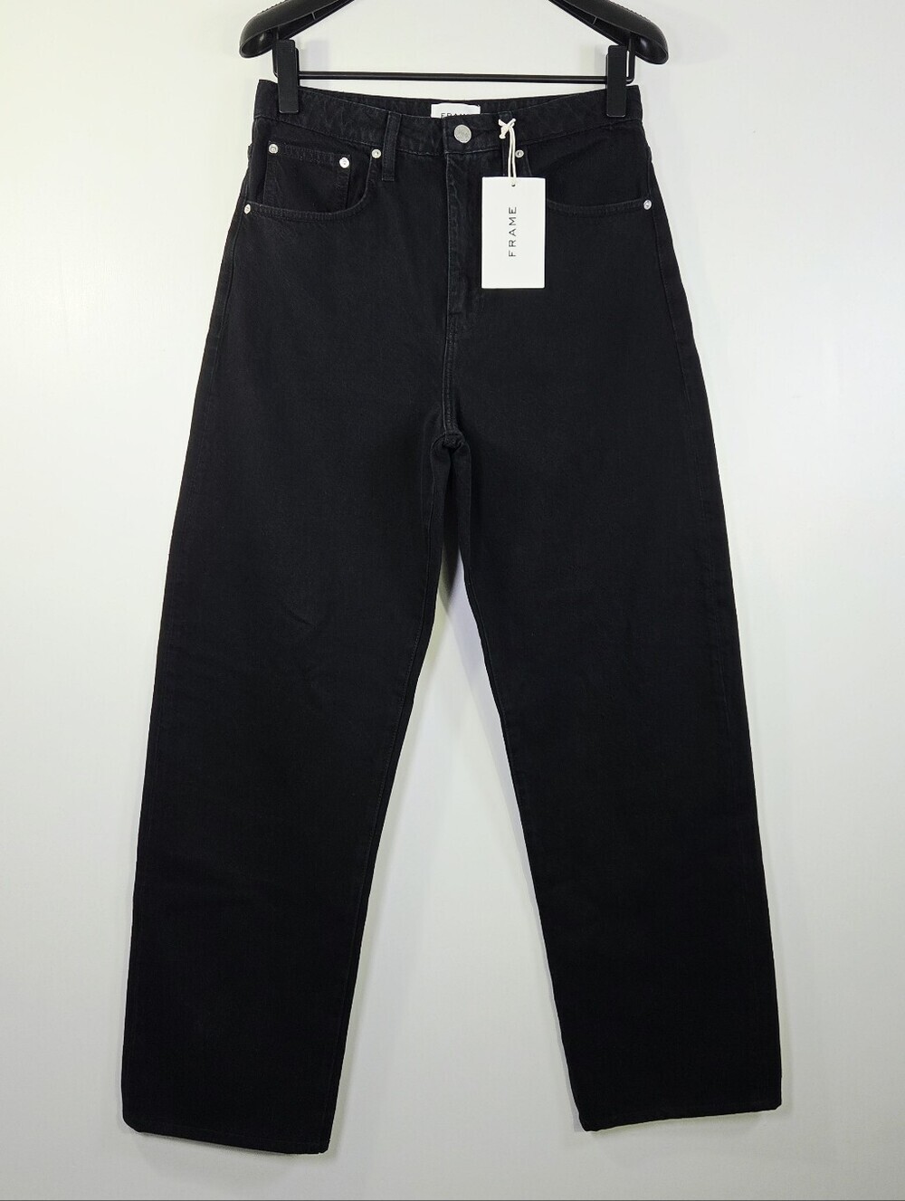 NWT FRAME LONG BARREL FILM NOIR ULTRA HIGH RISE JEANS.